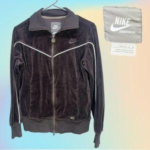 Brown Velour Nike Sportswear Zip Up Jacket Size Medium